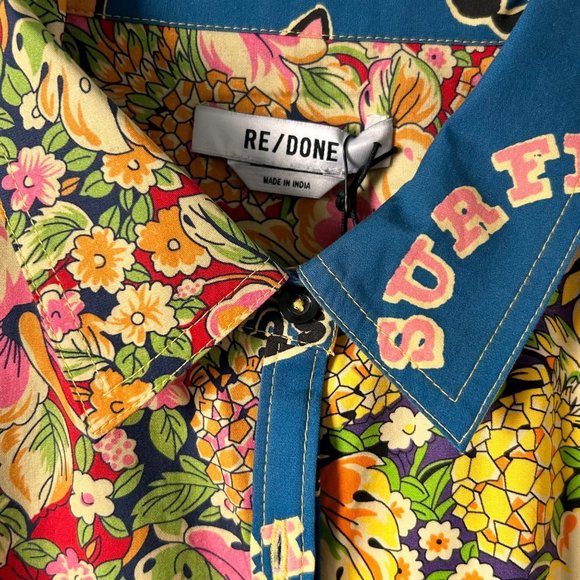 *$450 NWT RE/DONE MULTI PINEAPPLE OVERSIZED SHIRT DRESS SZ SMALL - Picture 4 of 8